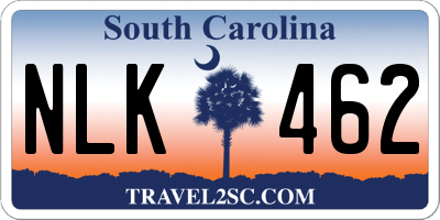 SC license plate NLK462