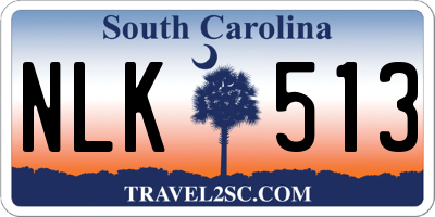SC license plate NLK513