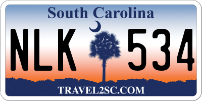 SC license plate NLK534