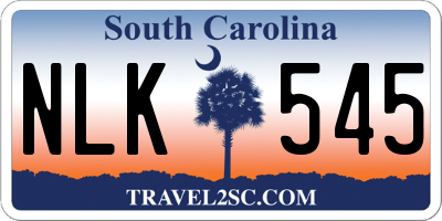 SC license plate NLK545