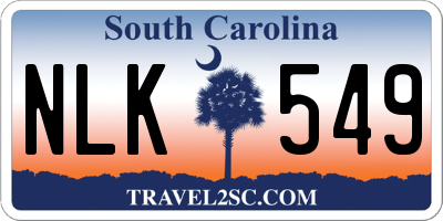 SC license plate NLK549