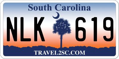 SC license plate NLK619