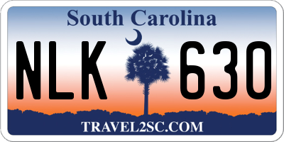 SC license plate NLK630