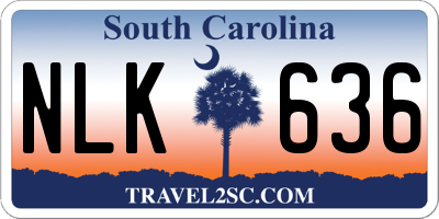 SC license plate NLK636