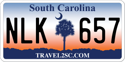 SC license plate NLK657