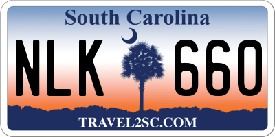 SC license plate NLK660