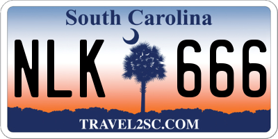 SC license plate NLK666