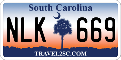 SC license plate NLK669