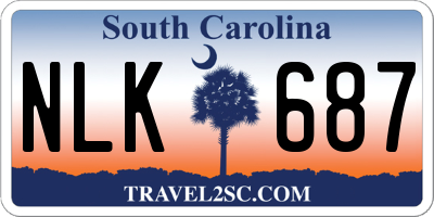 SC license plate NLK687