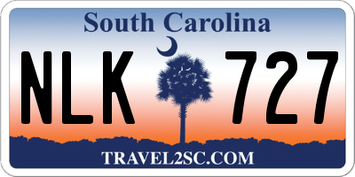 SC license plate NLK727