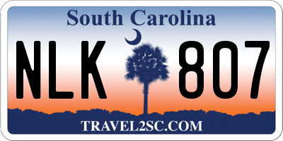 SC license plate NLK807