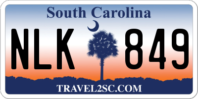 SC license plate NLK849
