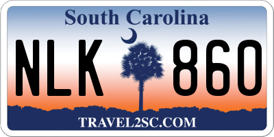 SC license plate NLK860
