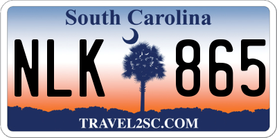 SC license plate NLK865