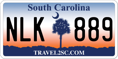 SC license plate NLK889