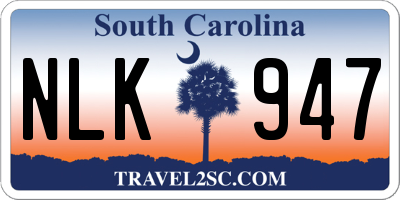 SC license plate NLK947