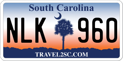 SC license plate NLK960