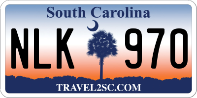 SC license plate NLK970