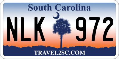 SC license plate NLK972