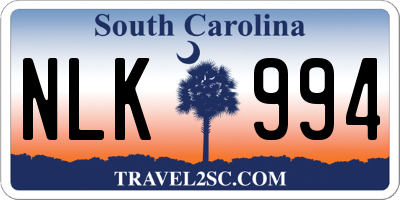 SC license plate NLK994