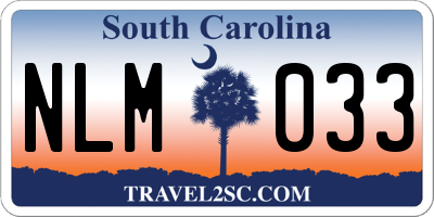SC license plate NLM033