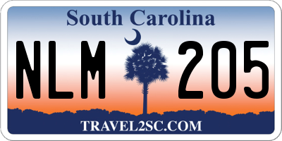 SC license plate NLM205