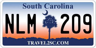 SC license plate NLM209