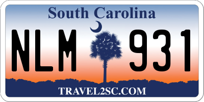 SC license plate NLM931