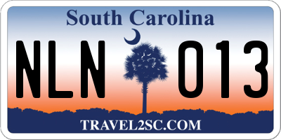 SC license plate NLN013