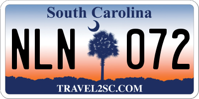 SC license plate NLN072