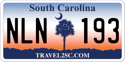 SC license plate NLN193