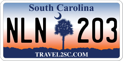 SC license plate NLN203