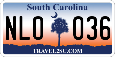 SC license plate NLO036