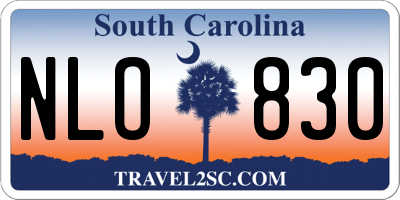 SC license plate NLO830