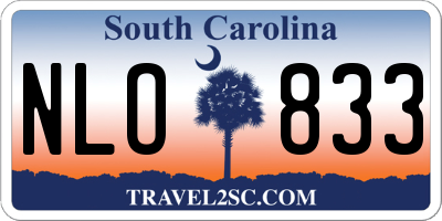 SC license plate NLO833