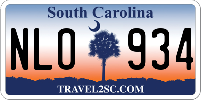 SC license plate NLO934