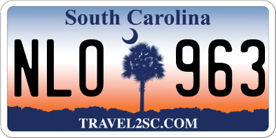 SC license plate NLO963