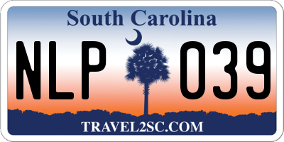 SC license plate NLP039