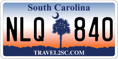 SC license plate NLQ840