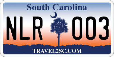 SC license plate NLR003
