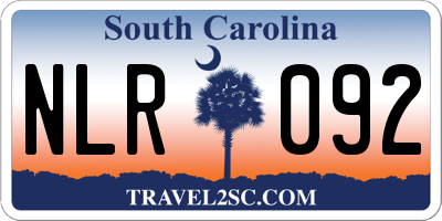 SC license plate NLR092