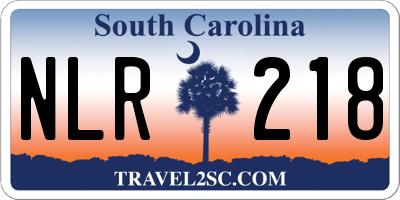 SC license plate NLR218