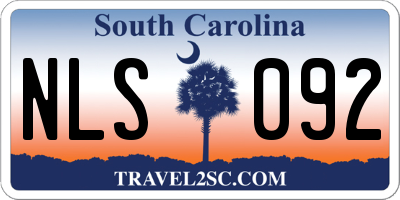 SC license plate NLS092