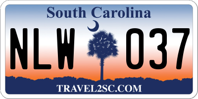 SC license plate NLW037