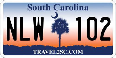 SC license plate NLW102