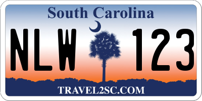 SC license plate NLW123