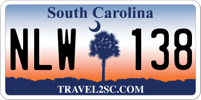 SC license plate NLW138