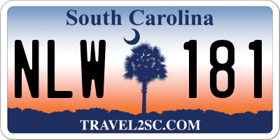 SC license plate NLW181