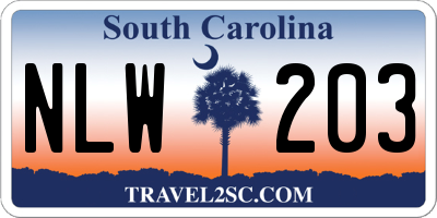 SC license plate NLW203