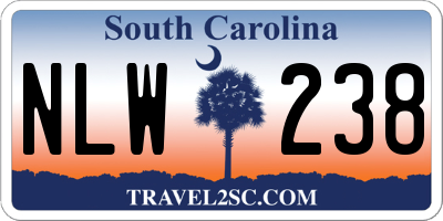 SC license plate NLW238